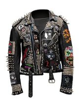 PunkSpiked Studs Patches Leather, Men Jacket, punk jacket, studded leather jacket, punk leather jacket, leather jacket men, studded jacket